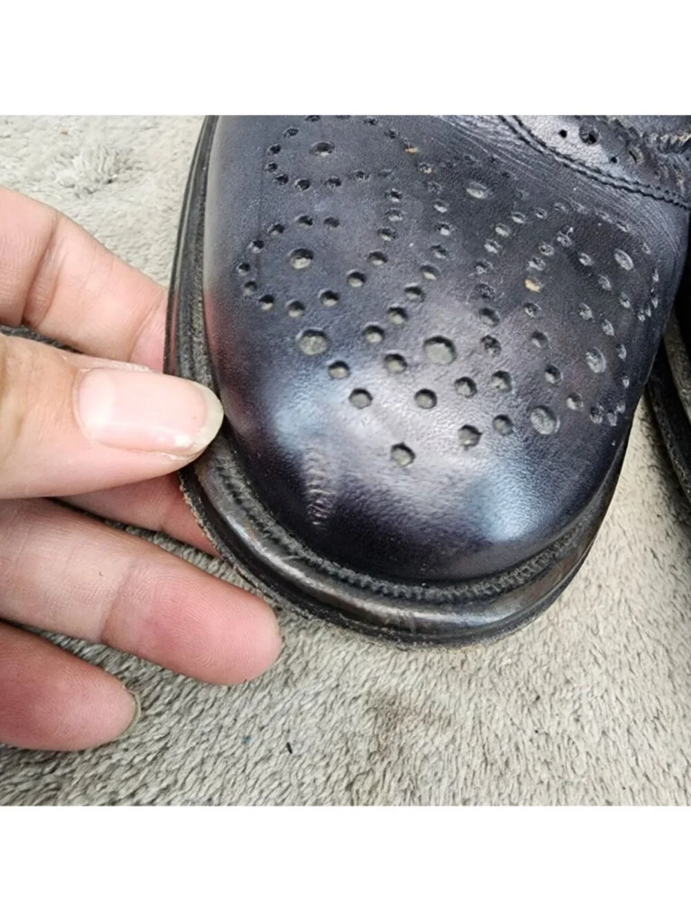 Messico Shoes Mens Size 10 Black Leather Lace Up Brogue Oxford *Read*